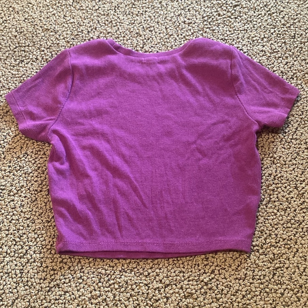 Garage Purple Ribbed Crop Top - Picture 4 of 4